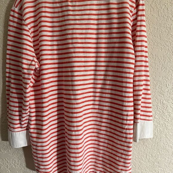 J.Crew Women's 3/4 Sleeve Clasped V Neck Cotton Striped‎ Top Size Large - Picture 3 of 8